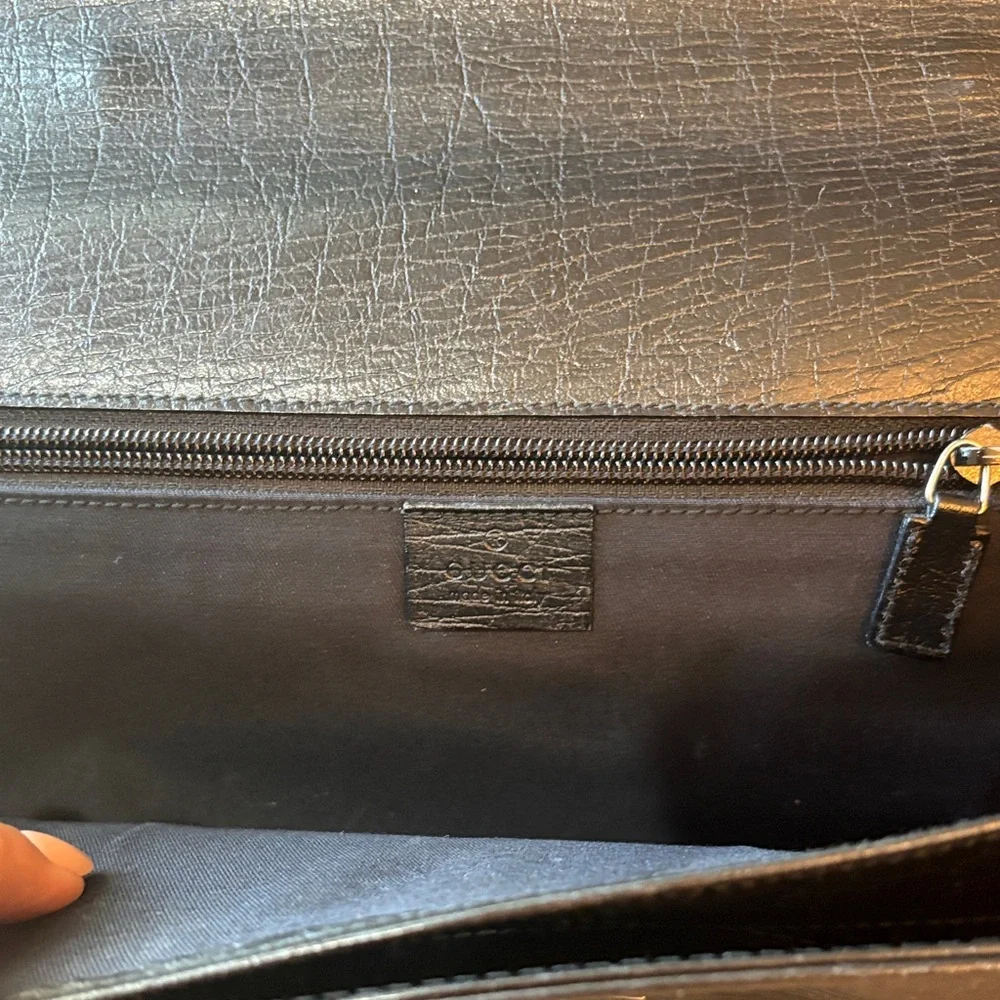 Gucci Black Leather Men's Briefcase with Combination Lock